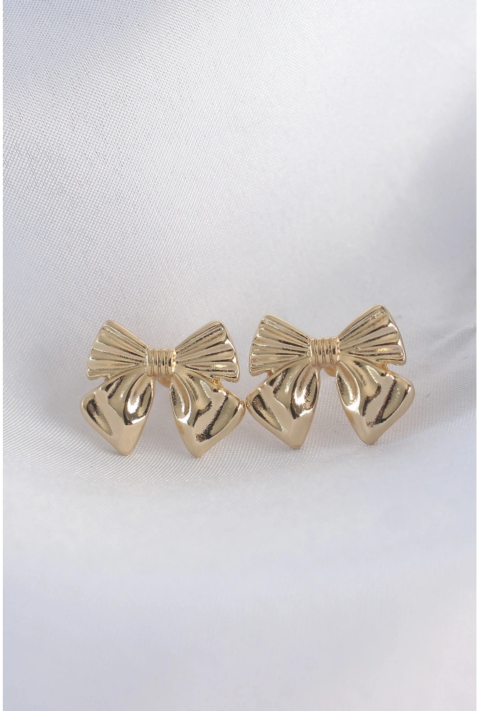 Shoecide Pirinç Gold Renk Fiyonk Küpe