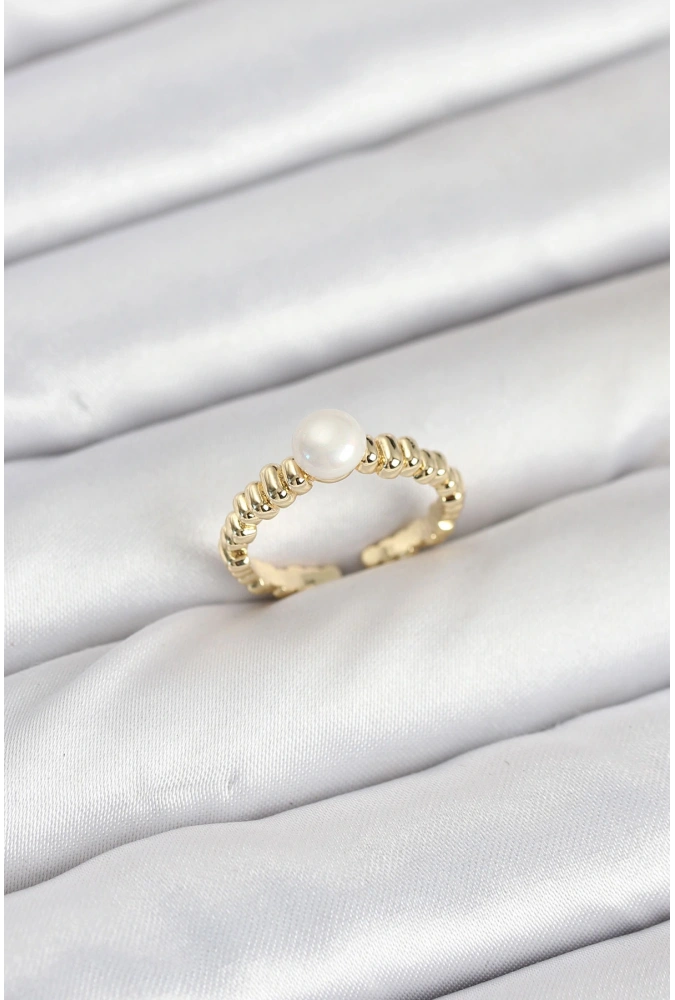 Shoecide Pirinç Gold Renk Göbek İnci Model Kadın Yüzük