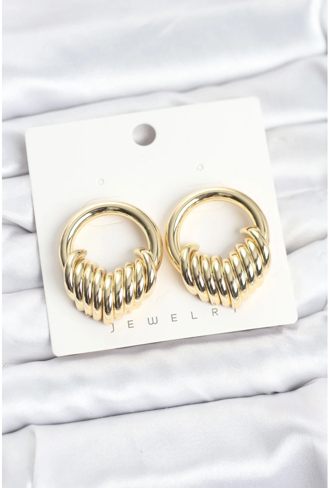 Shoecide Pirinç Gold Renk Halka Sarmal Model Vintage Kadın Küpe