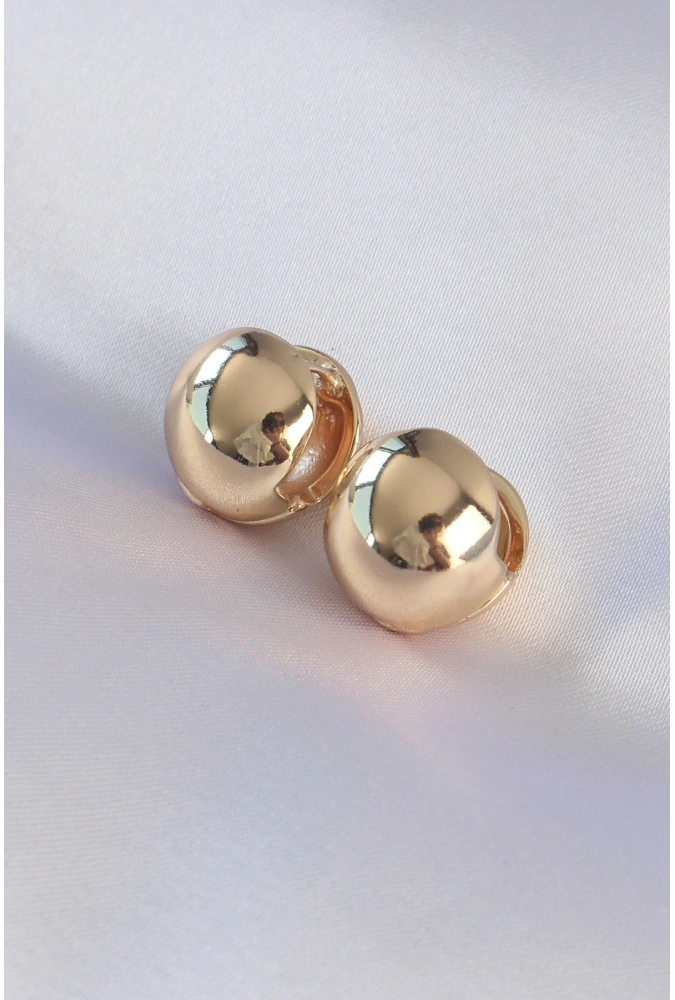 Shoecide Pirinç Gold Renk İçi Boş Minimal Topçuk Küpe