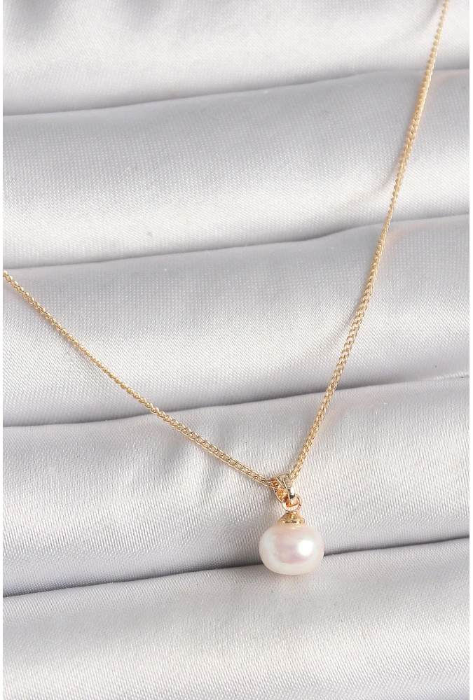 Shoecide Pirinç Gold Renk İnci Model Kadın Kolye