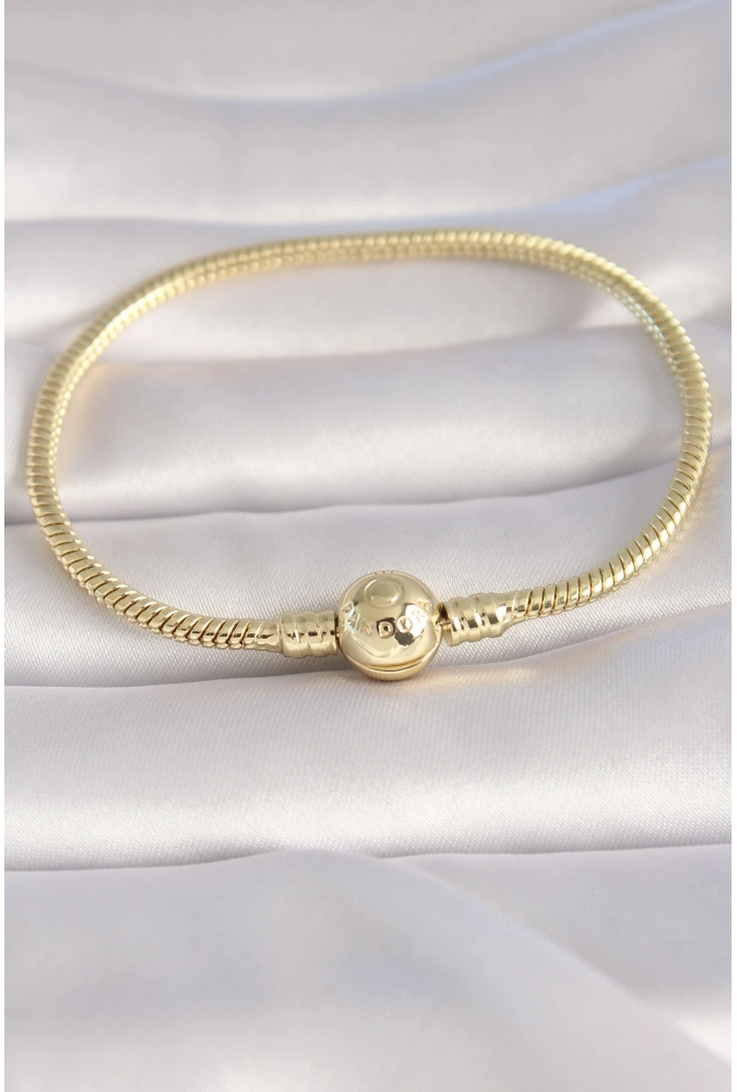 Shoecide Pirinç Gold Renk İşleme Detay Charm Model Kadın Bileklik