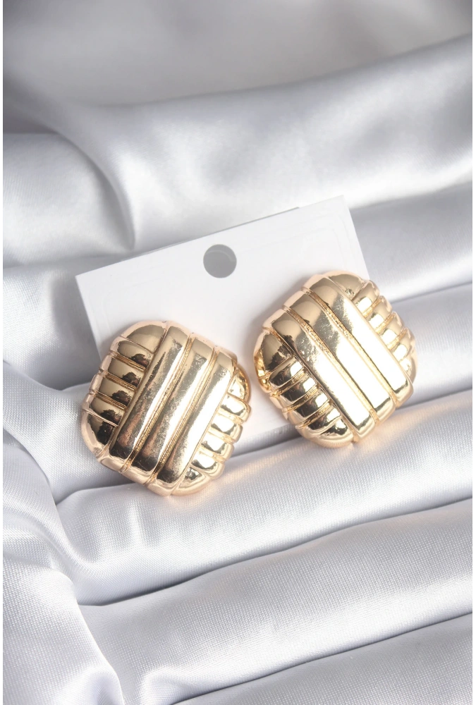 Shoecide Pirinç Gold Renk İşleme Detay Kadın Küpe