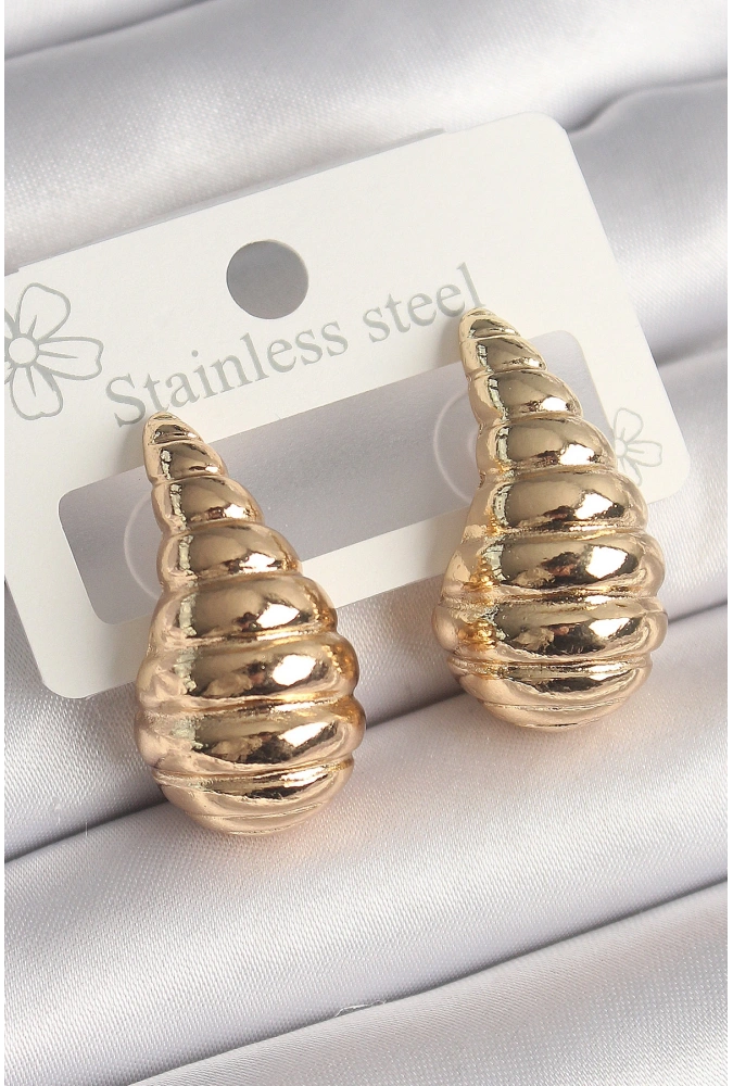 Shoecide Pirinç Gold Renk İşlemeli Damla Model Kadın Küpe