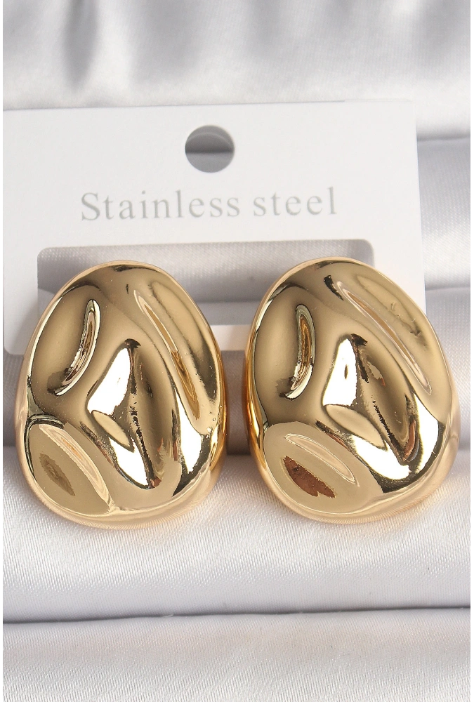 Shoecide Pirinç Gold Renk İşlemeli Damla Model Kadın Küpe