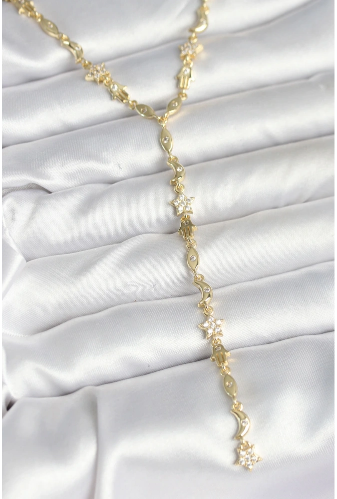 Shoecide Pirinç Gold Renk Kadın Manifest Kolye