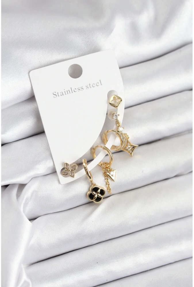 Shoecide Pirinç Gold Renk Kadın Set Küpe