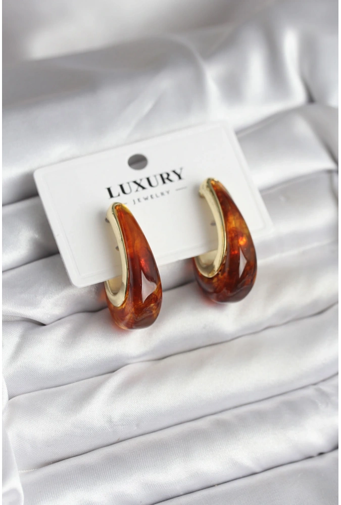 Shoecide Pirinç Gold Renk Kahverengi Vintage Kadın Küpe