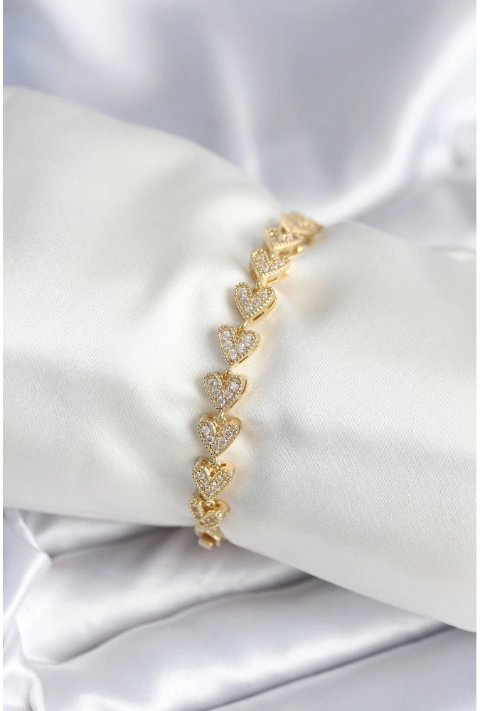 Shoecide Pirinç Gold Renk Kalp Model Kadın Bileklik