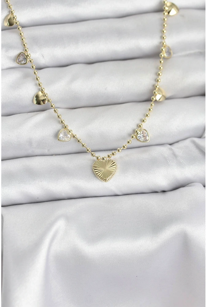 Shoecide Pirinç Gold Renk Kalp Model Kadın Kolye