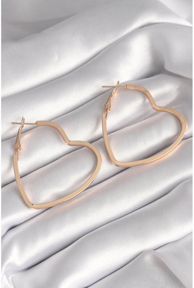 Shoecide Pirinç Gold Renk Kalp Model Kadın Küpe