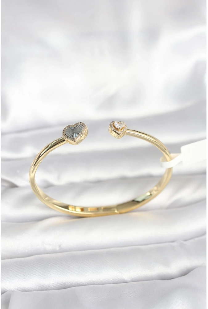 Shoecide Pirinç Gold Renk Kalpli Model Kadın Kelepçe Bileklik