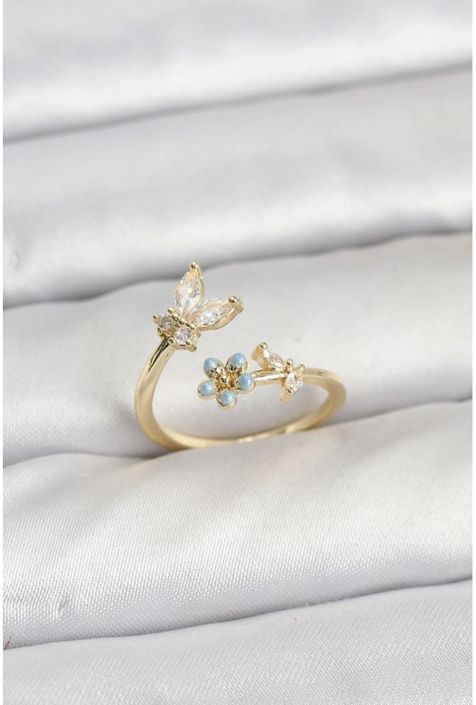 Shoecide Pirinç Gold Renk Kelebek Model Kadın Yüzük