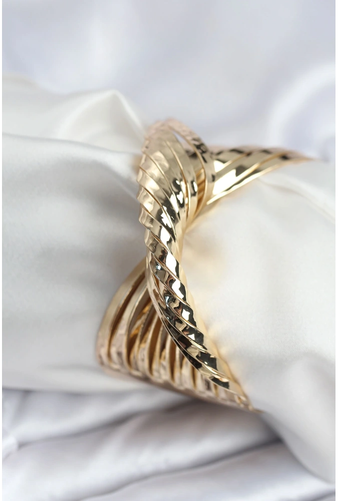 Shoecide Pirinç Gold Renk Kıvrımlı Yarım Kelepçe Bileklik