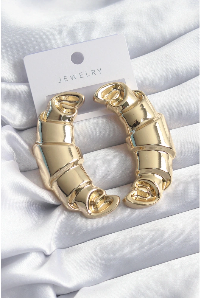 Shoecide Pirinç Gold Renk Kruvasan Model Kadın Küpe