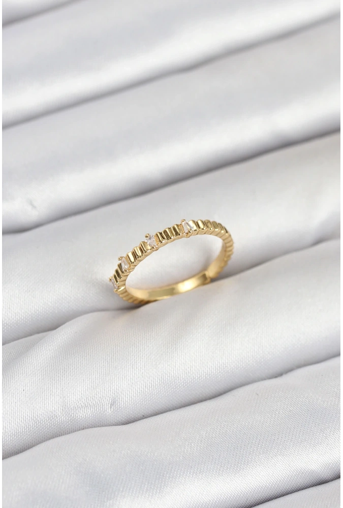 Shoecide Pirinç Gold Renk Lazer Kesim Kadın Yüzük