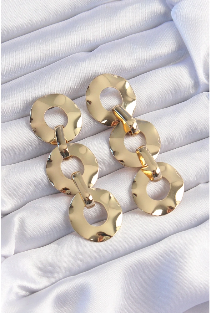 Shoecide Pirinç Gold Renk Oval Ayna Model Sallantılı Küpe