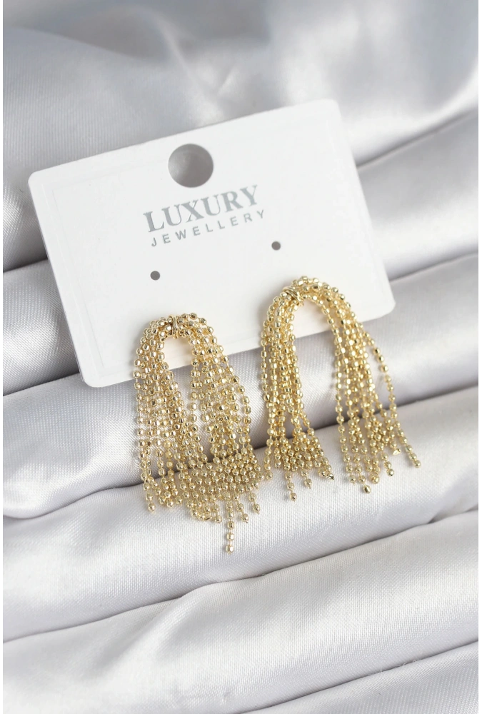 Shoecide Pirinç Gold Renk Sallantılı Kadın Küpe