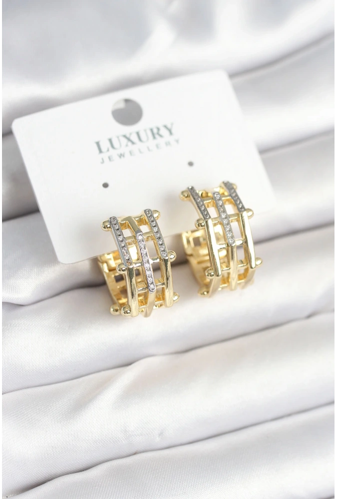 Shoecide Pirinç Gold Renk Taşlı Halka Kadın Küpe