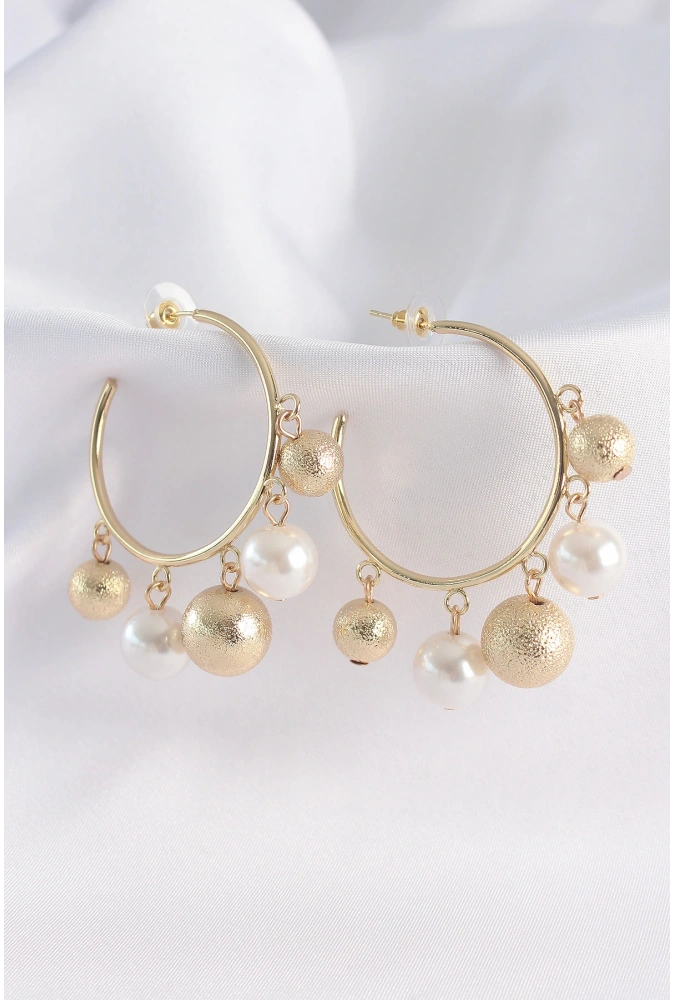 Shoecide Pirinç Gold Renk Topçuk Model Halka Küpe