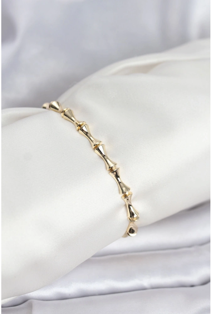 Shoecide Pirinç Gold Renk Vıp Seri Kemik Model Zirkon Taşlı Kadın Bileklik