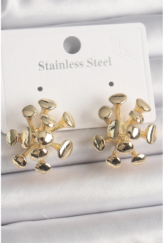 Shoecide Pirinç Gold Renk Virüs Figür Model Kadın Küpe