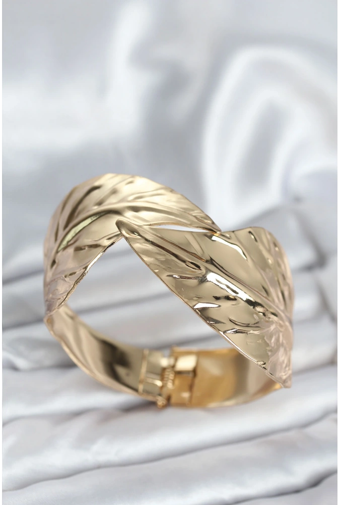 Shoecide Pirinç Gold Renk Yaprak Model Kadın Bileklik