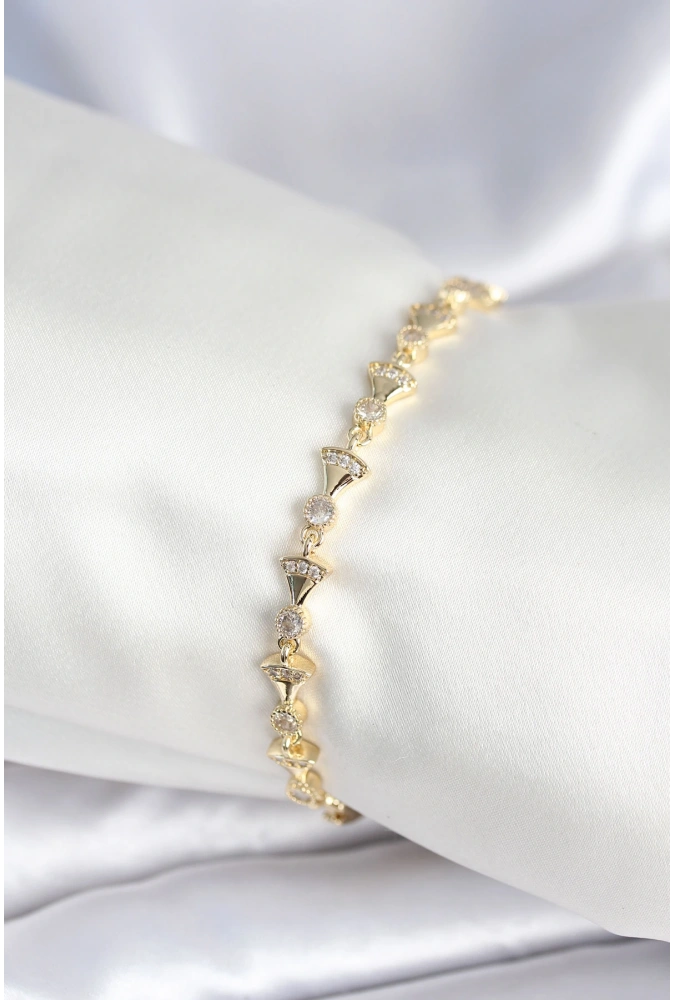 Shoecide Pirinç Gold Renk Yelpaze Model Kadın Bileklik