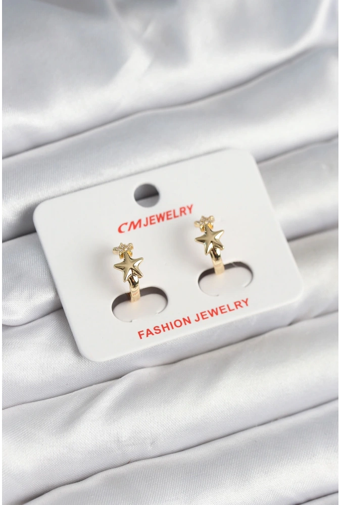 Shoecide Pirinç Gold Renk Yıldız Kadın Küpe