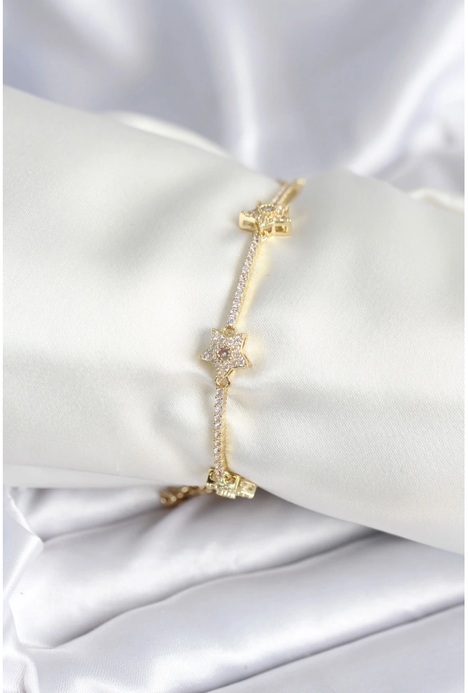 Shoecide Pirinç Gold Renk Yıldız Model Kadın Bileklik