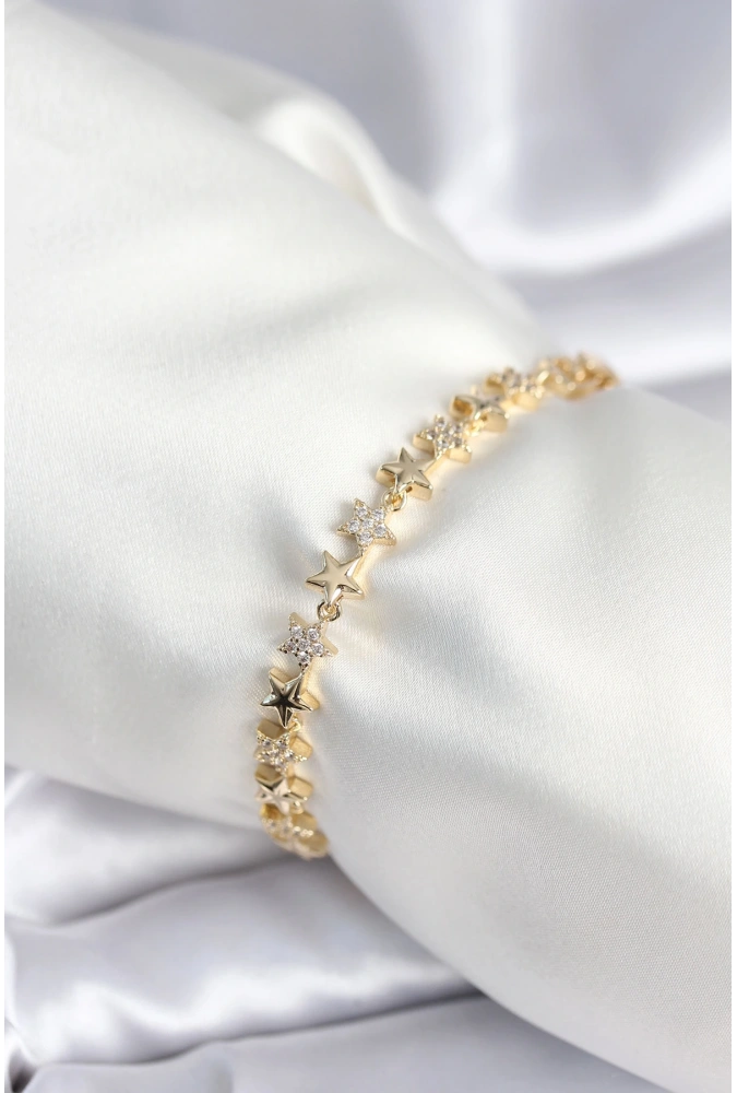 Shoecide Pirinç Gold Renk Yıldız Model Kadın Bileklik