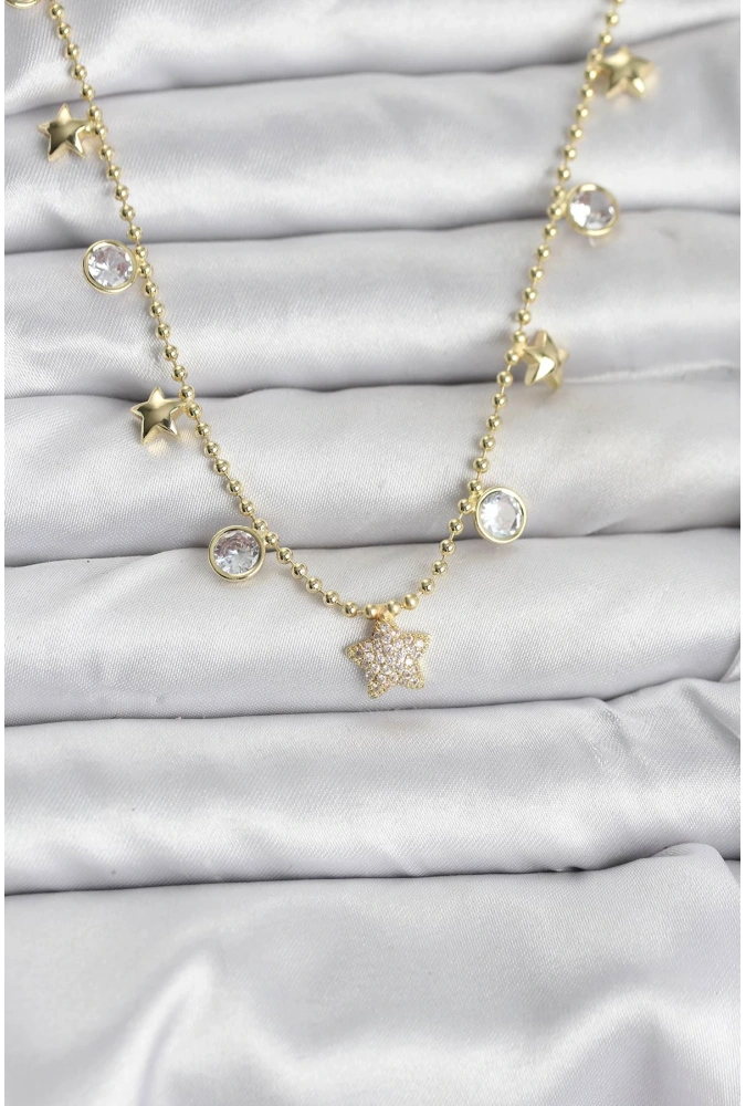 Shoecide Pirinç Gold Renk Yıldız Model Kadın Kolye