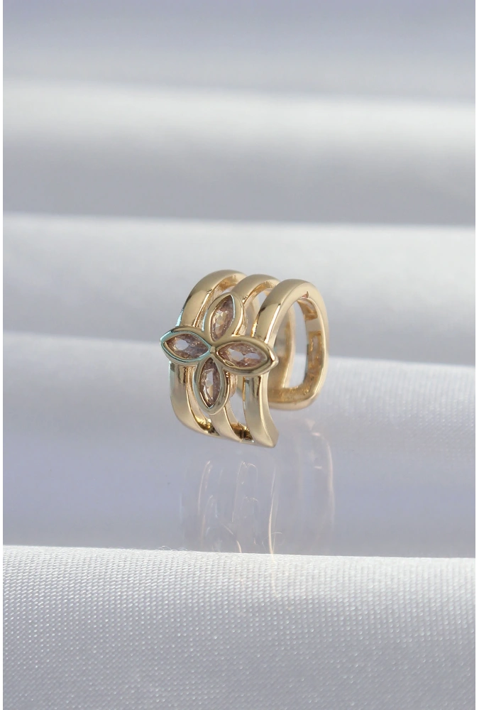 Shoecide Pirinç Gold Renk Yonca Earcuff Küpe