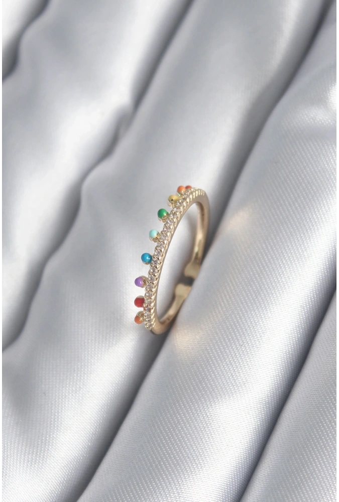 Shoecide Pirinç Gold Renk Zirkon Taş Detay Kadın Yüzük