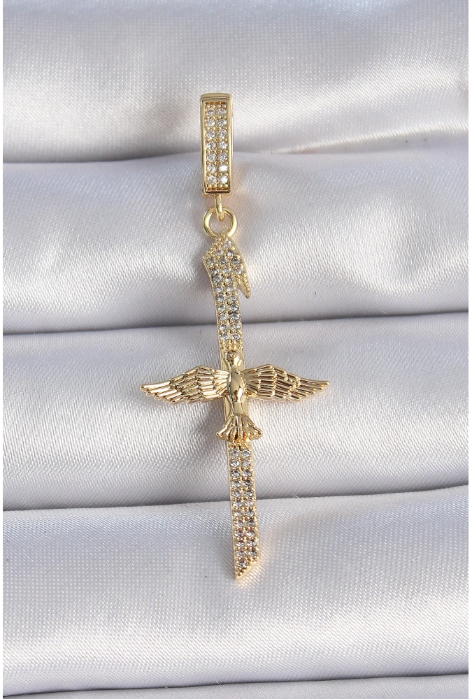 Shoecide Pirinç Gold Renk Zirkon Taş Detaylı Elif Model Anka Kuşu Figür Ajda Charm