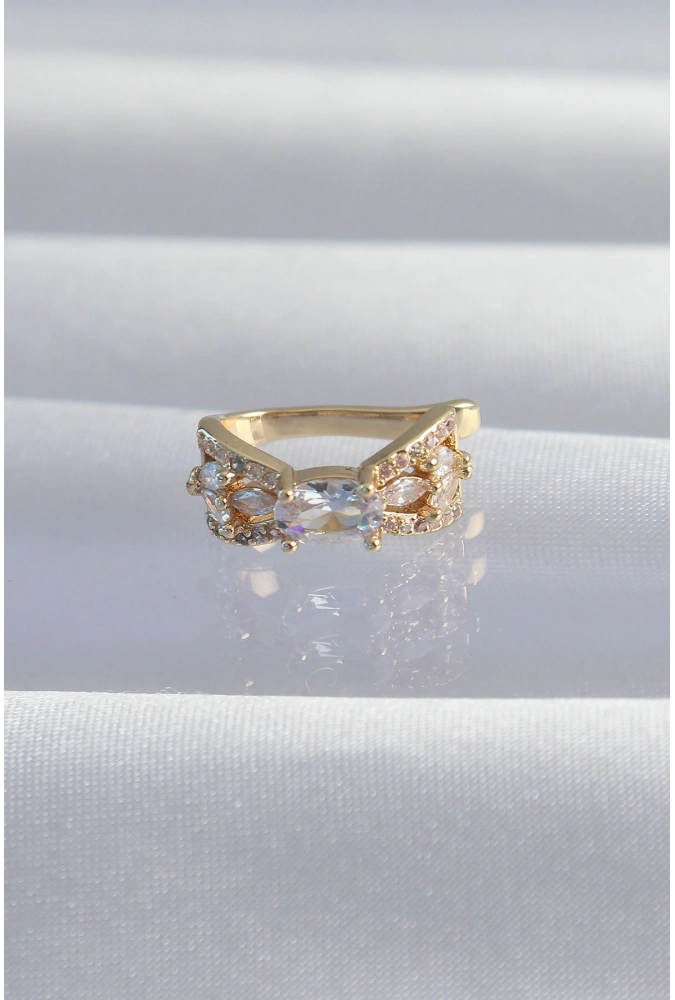 Shoecide Pirinç Gold Renk Zirkon Taş Kaplama Earcuff Küpe