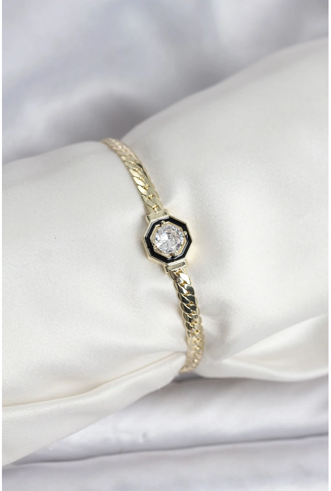 Shoecide Pirinç Gold Renk Zirkon Taşlı Kadın Bileklik