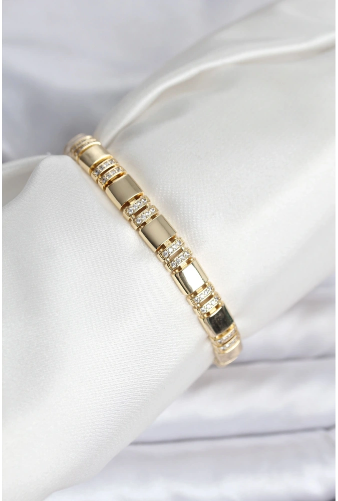 Shoecide Pirinç Gold Renk Zirkon Taşlı Kadın Bileklik