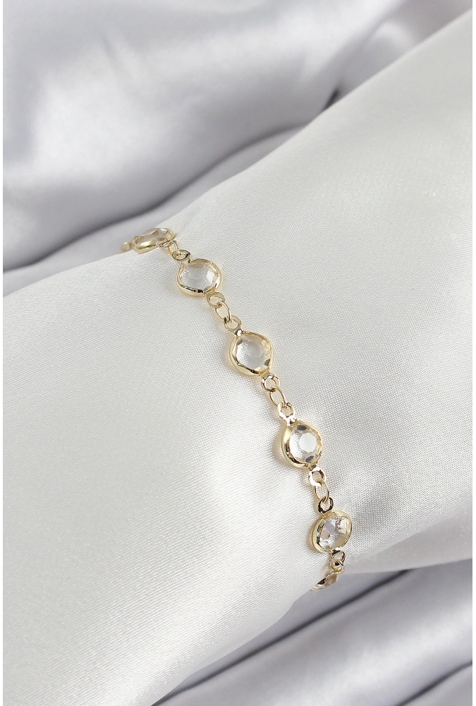 Shoecide Pirinç Gold Renk Zirkon Taşlı Kadın Bileklik