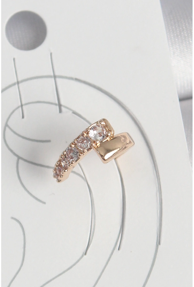 Shoecide Pirinç Gold Renk Zirkon Taşlı Kadın Kıkırdak Küpe