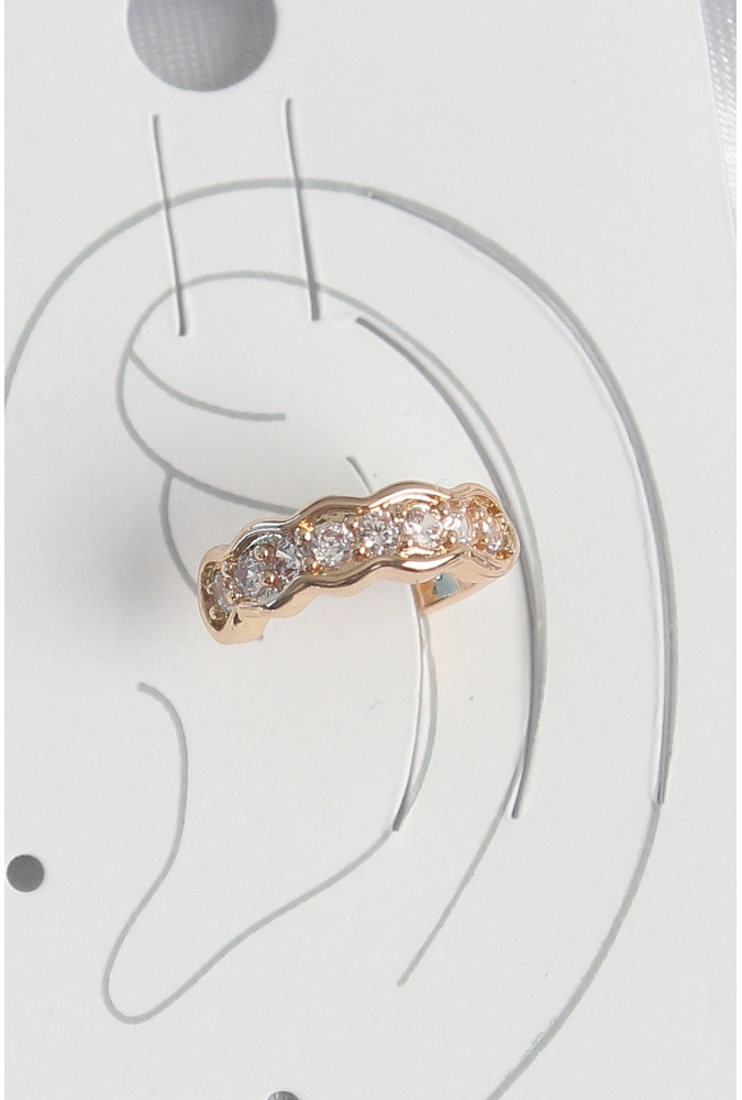 Shoecide Pirinç Gold Renk Zirkon Taşlı Kadın Kıkırdak Küpe