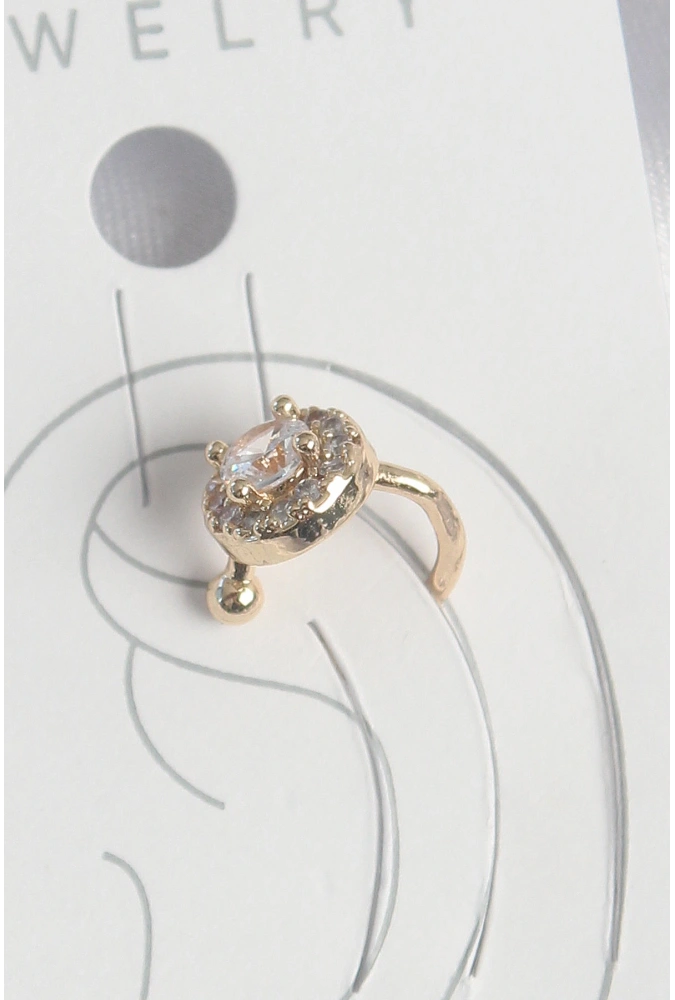 Shoecide Pirinç Gold Renk Zirkon Taşlı Kadın Kıkırdak Küpe