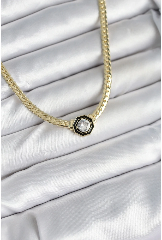 Shoecide Pirinç Gold Renk Zirkon Taşlı Kadın Kolye