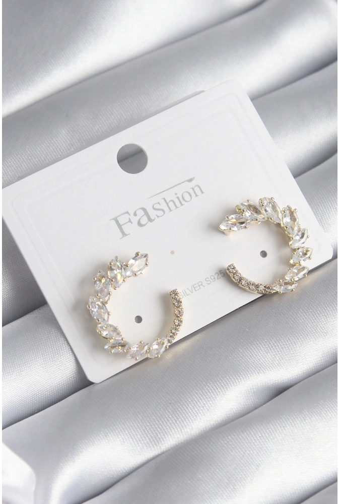 Shoecide Pirinç Gold Renk Zirkon Taşlı Kadın Küpe