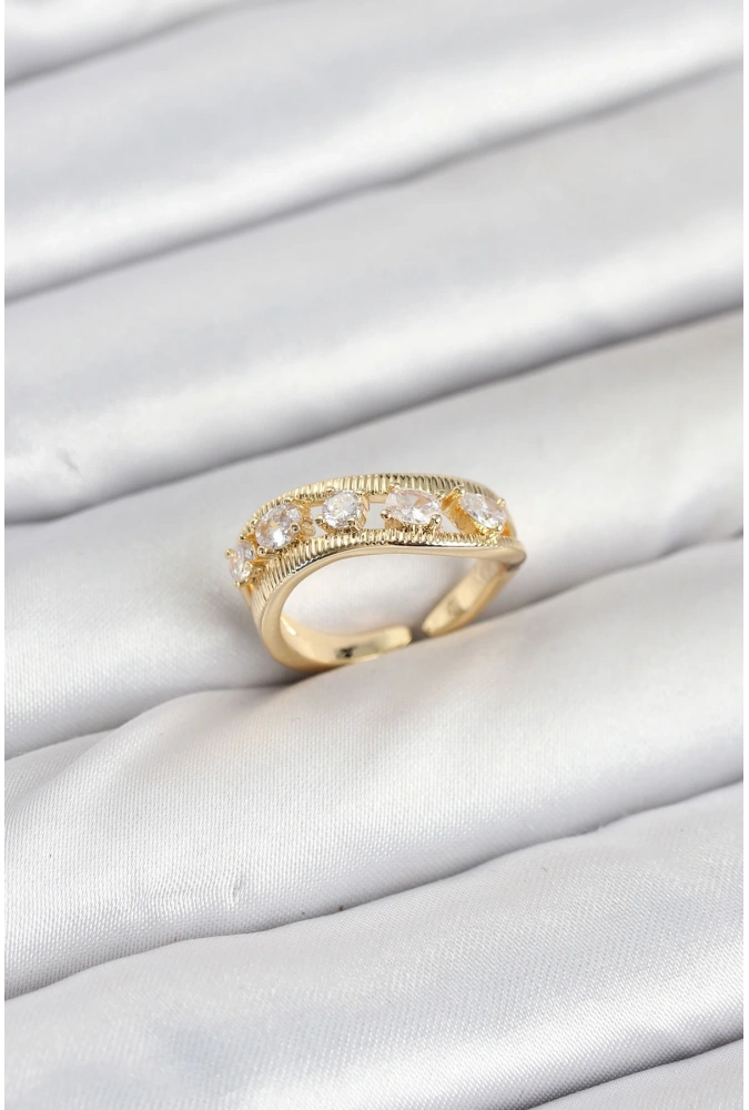 Shoecide Pirinç Gold Renk Zirkon Taşlı Kadın Yüzük