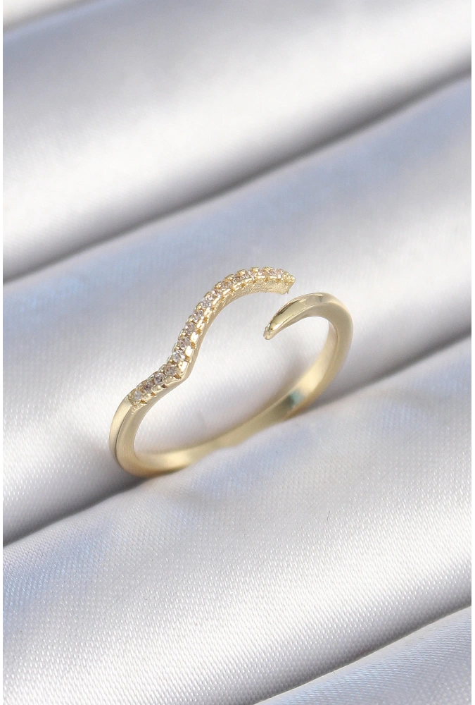 Shoecide Pirinç Gold Renk Zirkon Taşlı Kadın Yüzük