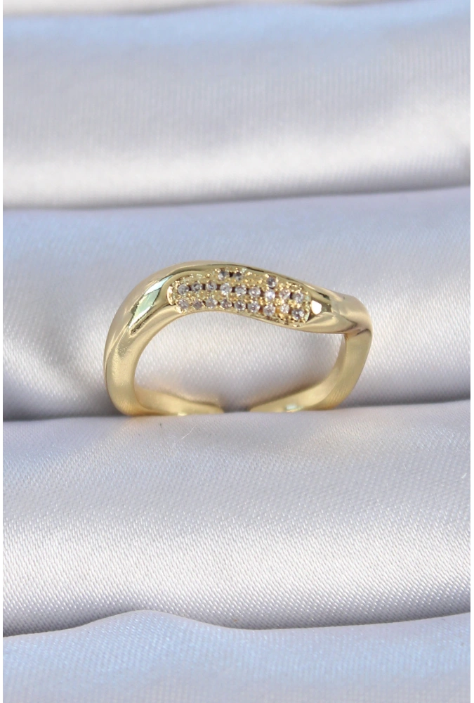 Shoecide Pirinç Gold Renk Zirkon Taşlı Kadın Yüzük