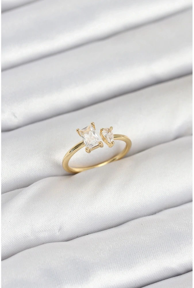 Shoecide Pirinç Gold Renk Zirkon Taşlı Kadın Yüzük