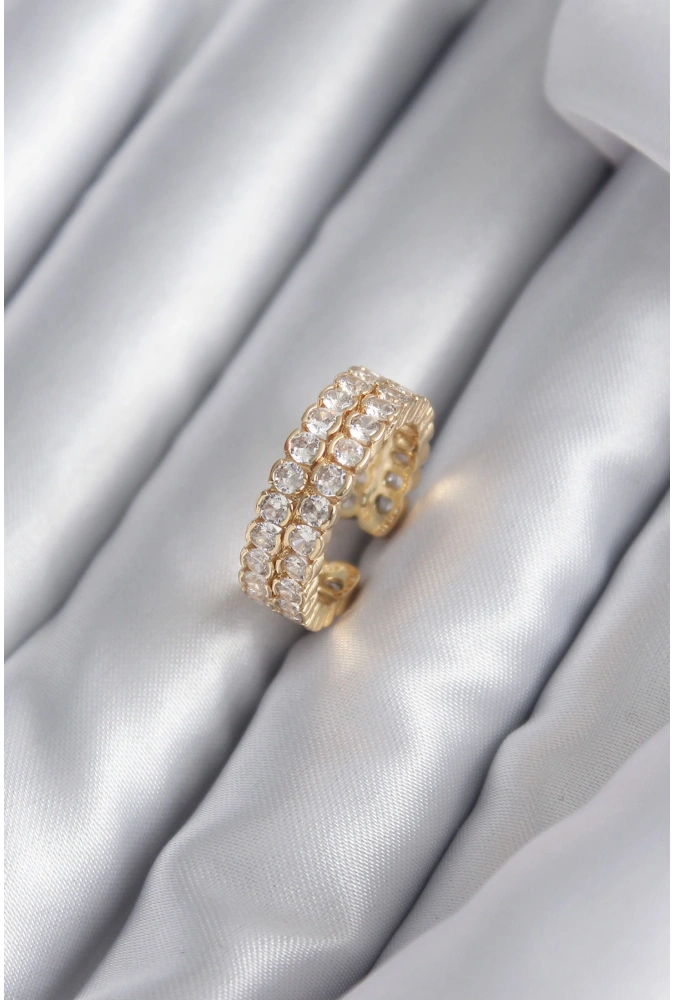 Shoecide Pirinç Gold Renk Zirkon Taşlı Kadın Yüzük