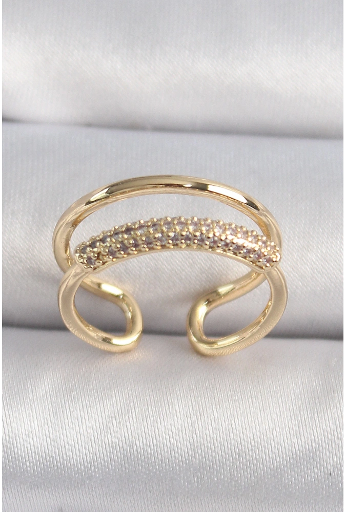 Shoecide Pirinç Gold Renk Zirkon Taşlı Kadın Yüzük